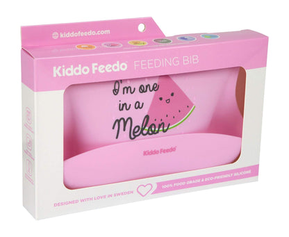 Kiddo Feedo Silicone Baby Bibs, Soft, Adjustable, Waterproof and Non Messy, Designed in Sweden, (watermelon-one in a melon)