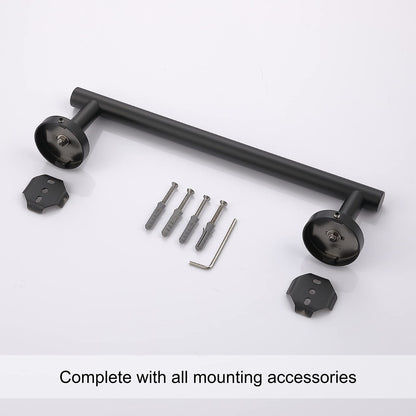 TASTOS 12 Inch Black Single Towel Bar Rack, SUS 304 Stainless Steel Round Bathroom Towel Bar Heavy Duty Towel Holder Kitchen Towel Rod, Wall Mount with Screws Towel Bar Rod Matte Black Finish