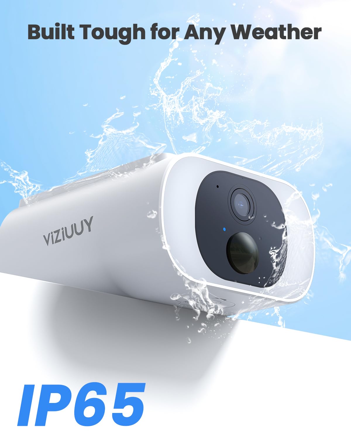VIZIUUY Solar Camera Outdoor Wireless, 2K Cameras for Home Security with Embedded Solar Panel, WiFi Surveillance Camera, Colorful Night Vision, 2-Way Audio, Continuous Power, Compatible with Alexa