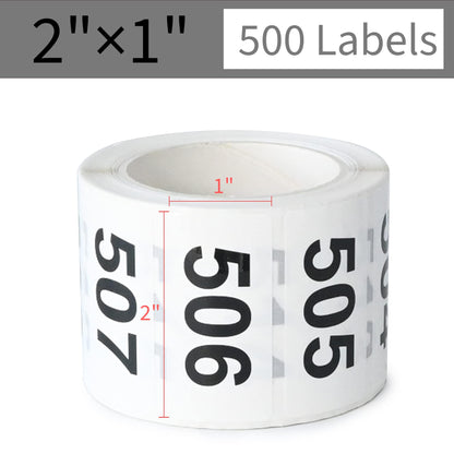 DGBDPACK Consecutively Numbered Labels, 2 x 1 Inch Self-Adhesive Vinyl Inventory Numbered Sticker (501-1000)