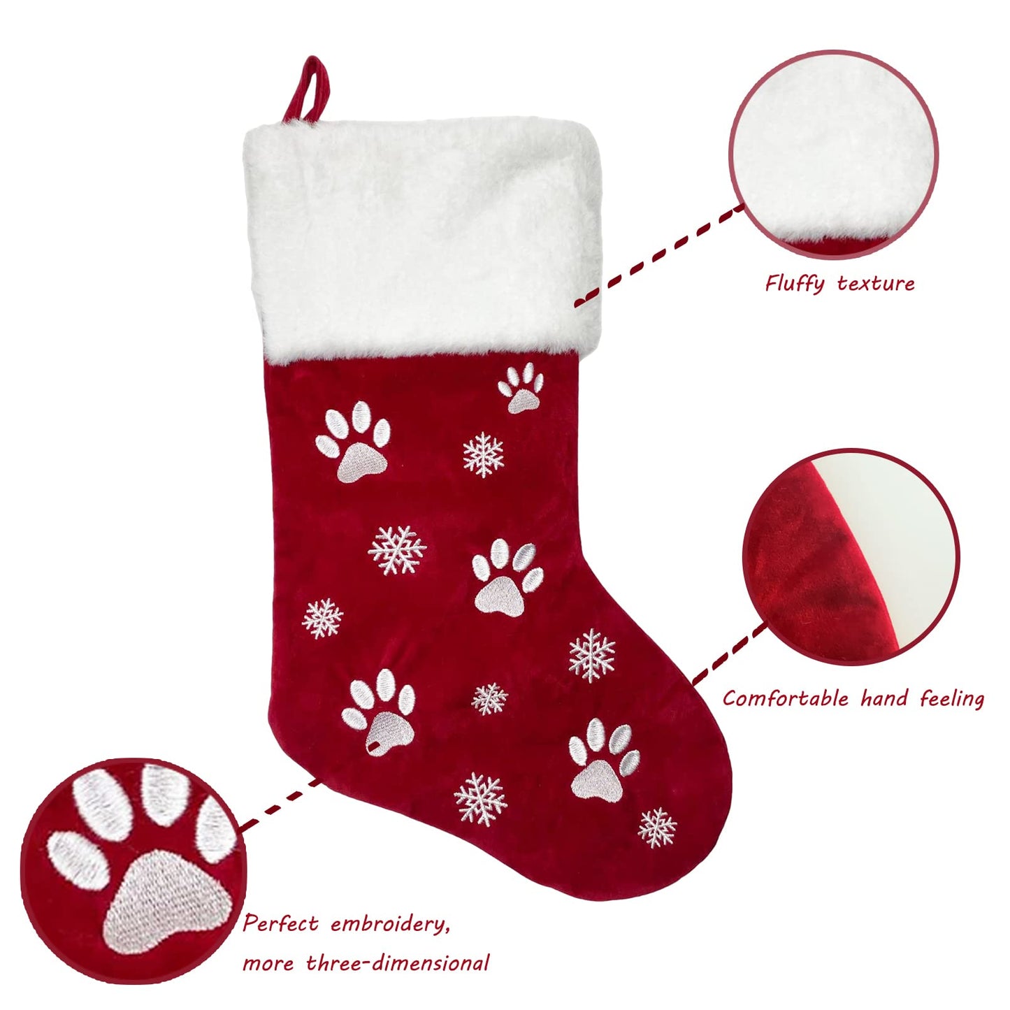 Christmas Stockings, 2 Pcs 18 inches Christmas Stockings, Burlap with Large Plush Cuff Stockings, for Family Holiday Xmas Party Decorations (Red&Green)