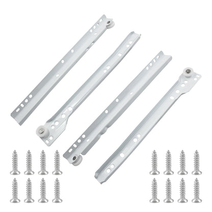 Suiwotin 1 Pair 10 Inch Drawer Slides, White Coated Steel Drawer Track, Removable Bottom Mount Drawer Rails with Smooth Sliding Nylon Wheels