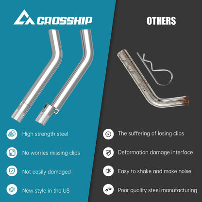 CROSSHIP 5/8-Inch Trailer Hitch Pin - No Clips Required - Lock Hitch Pin with Chrome Steel Pivot - Fits 2, 2-1/2 or 3-Inch Receiver, for B&W, Rhino, Curt Trailer Hitches Tow Replacement Pins