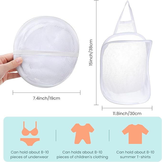 3 Pieces Hanging Laundry Hamper Laundry Bag to Hang Foldable Mesh Hamper Dirty