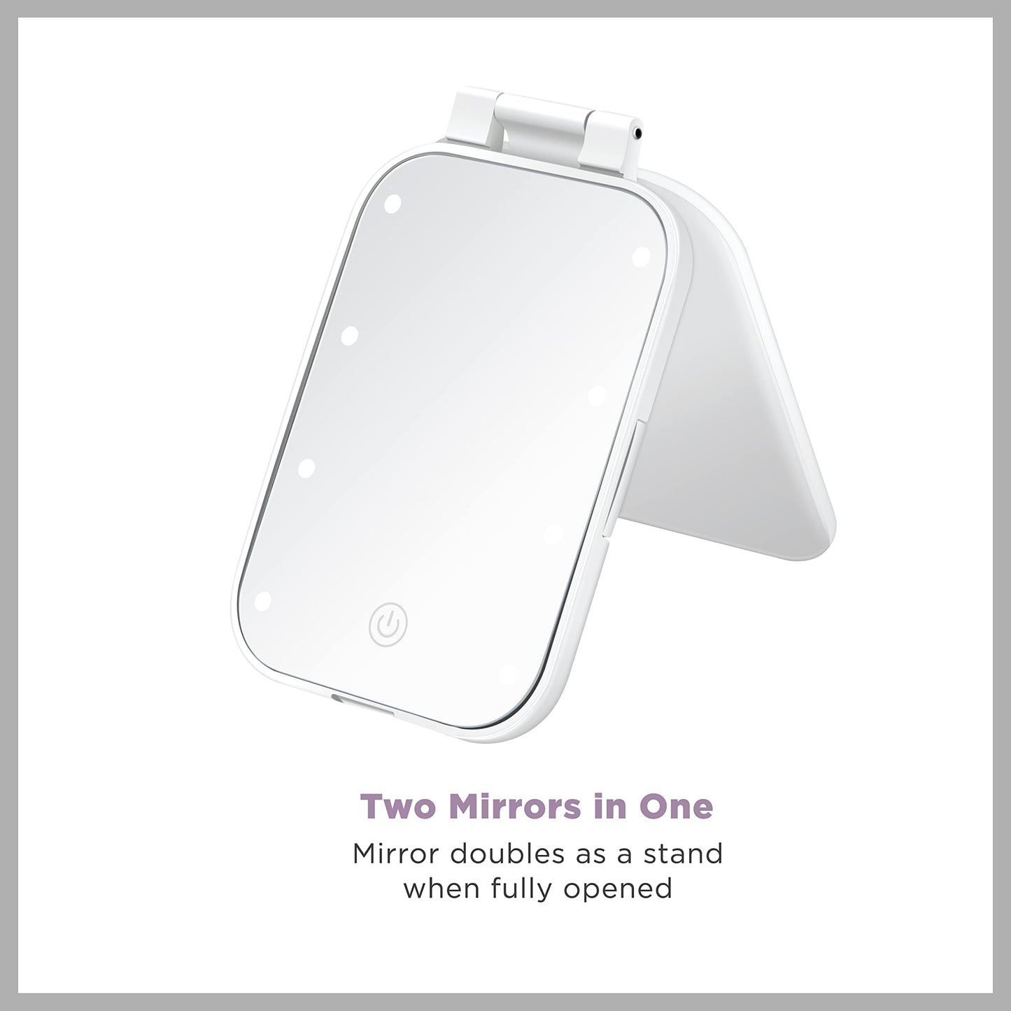 Conair Lighted Makeup Mirror, LED Vanity Mirror, 12X Magnifying Mirror, Compact Travel Mirror with Suction Cup, Battery Operated in White