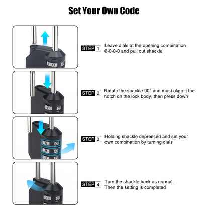 SUTOUG Combination Lock Waterproof 4 Digit Padlocks with Combination Code, Zinc Alloy Combination Lock for Door, Tool Boxes, Schools, Gym, Garden, Fences, Reel Cabinet & Storage, Black (1PCS)