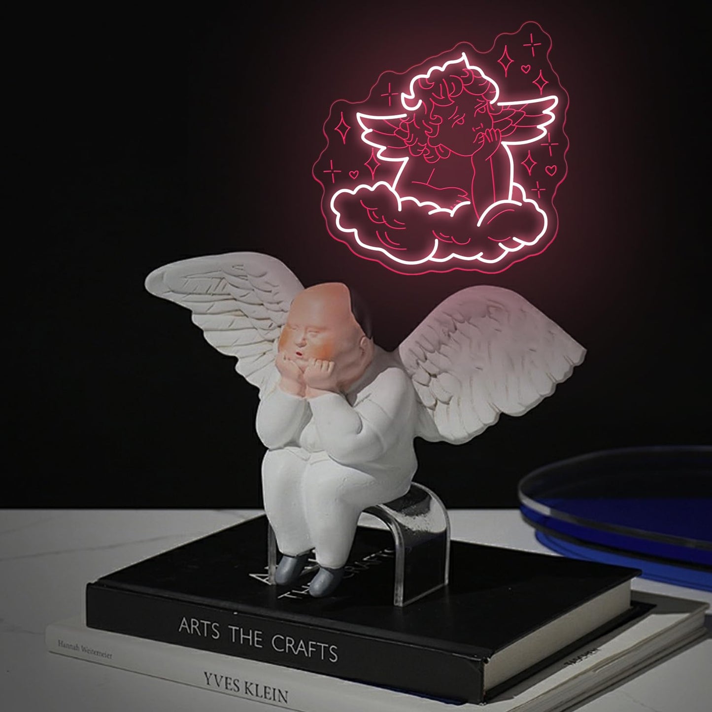Cherub Neon Sign Valentine Cupid Arrow Neon Light Children's Bedroom Led Neon Lights for Light Up Signs for Nursery Baby welcome Ceremony Home Club Wedding Birthday Gender Reveal Party-13.4"