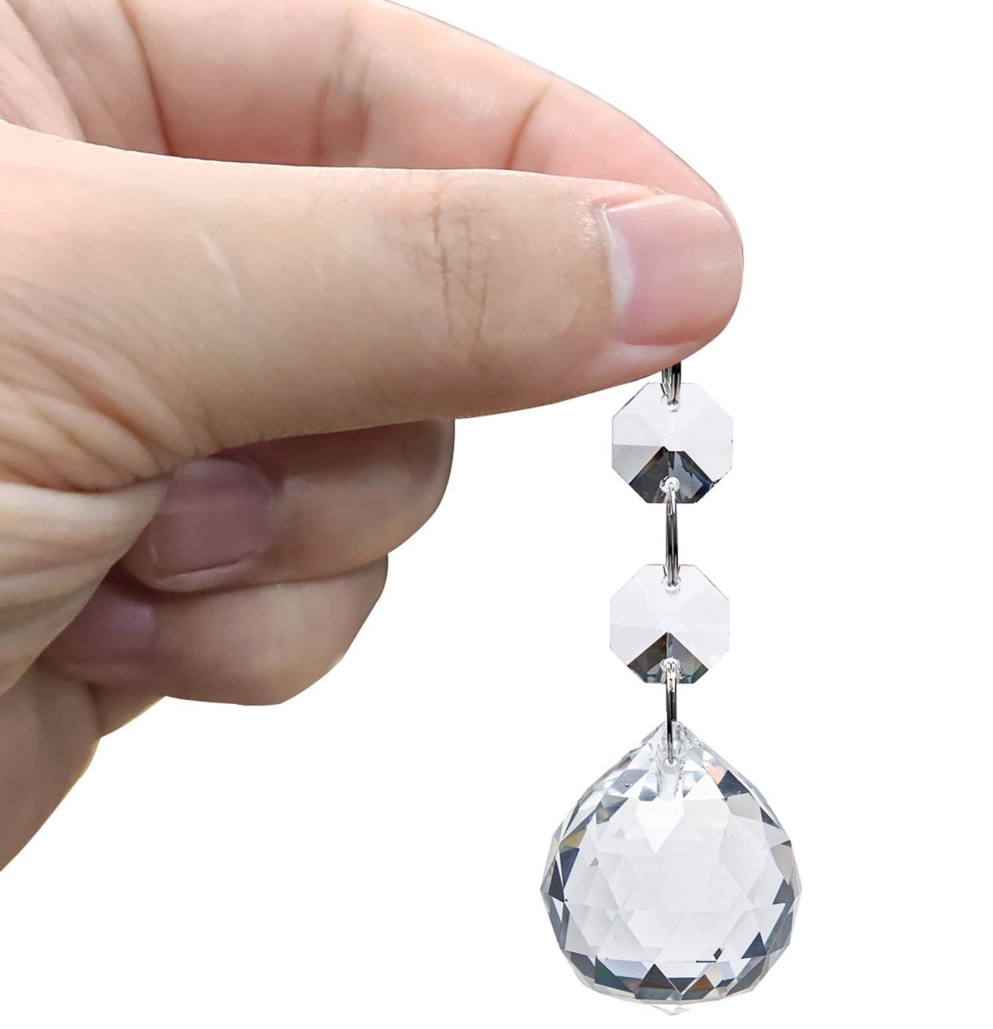 Yesland 20 Pcs Crystal Glass Ball, 30mm Pendants Balls & Chandelier Prisms, Clear Faceted Hanging Crystals for Wedding Home and DIY Craft Jewelry Decoration