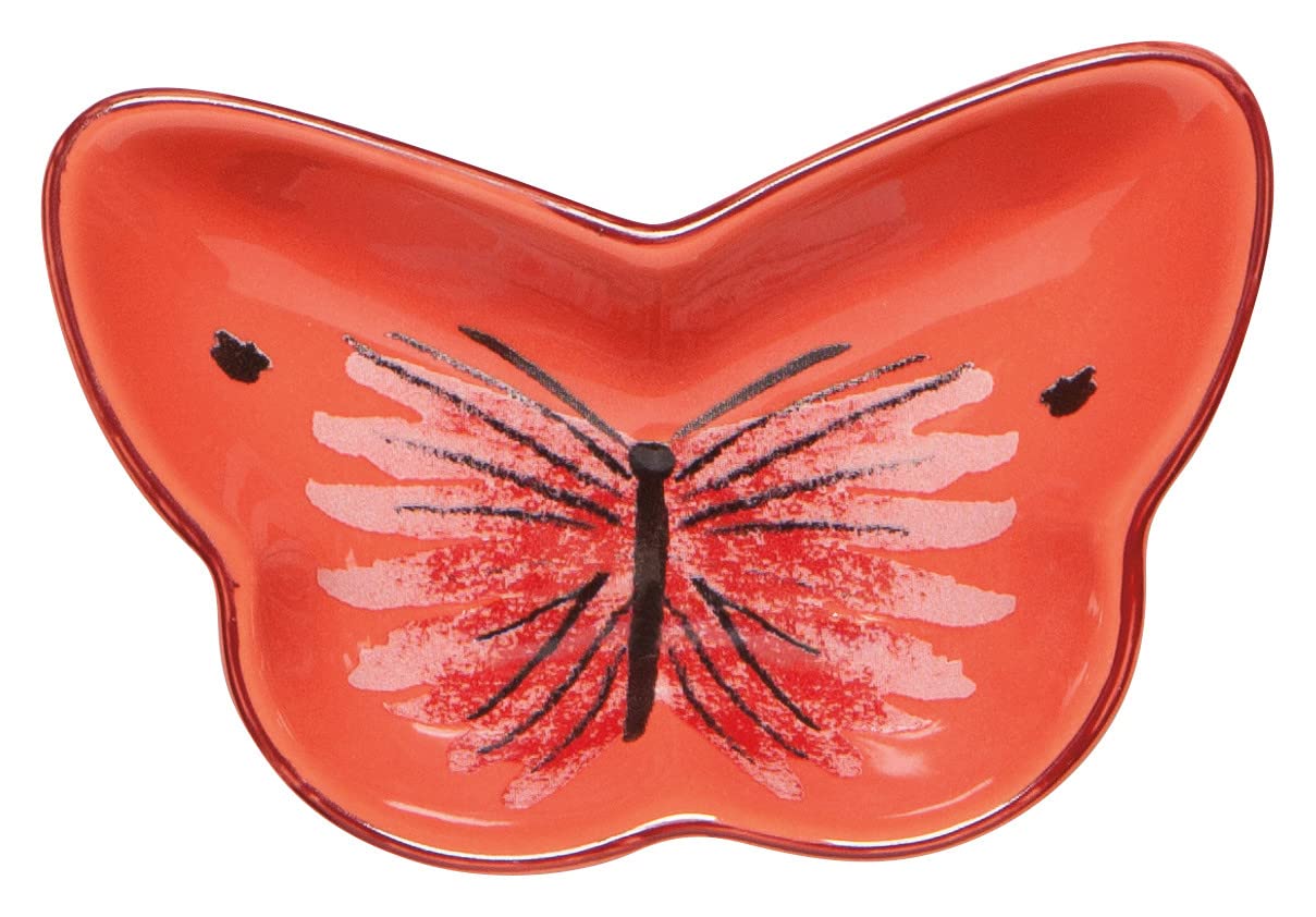 Now Designs Meadow Butterfly Shaped Ceramic Pinch Bowl Set, Soy Sauce Dish, Set of 6
