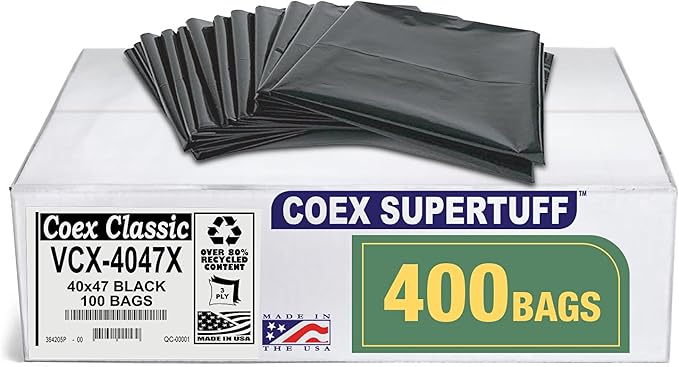 Aluf Plastics - Value COEX 3 Ply Garbage Bags, 45 Gallon, 1.5 Mil
