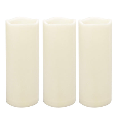Large Outdoor Waterproof White Flameless Candles with Timer Big Battery Operated Plastic LED Pillar Candles for Garden Patio Home Wedding Party Decorations Flickering Electric Lights 3”x8” 3 Pack