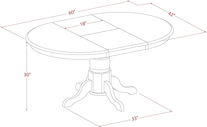 East West Furniture AVT-SBR-TP Avon Kitchen Dining Table
