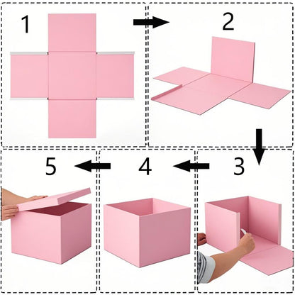 UoeRing 1Pcs Pink Extra Large gift box with lids 13×13×7 Inches gift boxes for presents,Birthday Box (include Ribbon, Paper Shred Filler Gift Card & Envelopes)