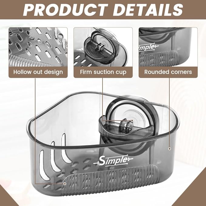 2 PACK Suction Cup Sink Corner Rack, Corner Sinks Strainer Basket Sponge Holder