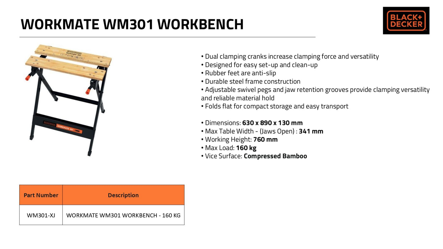 BLACK+DECKER Workmate 301 Workbench, WM301-XJ