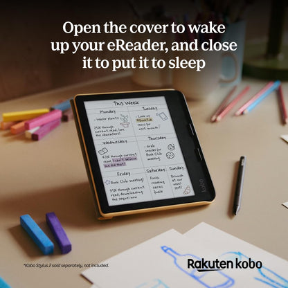 Kobo Libra Colour SleepCover Case | Black | Sleep/Wake Technology | Built-In 2-Way Stand | Vegan Leather | Compatible with 7” Kobo Libra Colour eReader