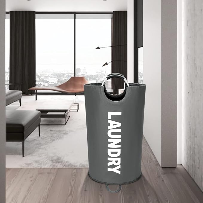 90L Large Laundry Basket, Freestanding Tall Clothes Hamper, Collapsible Laundry