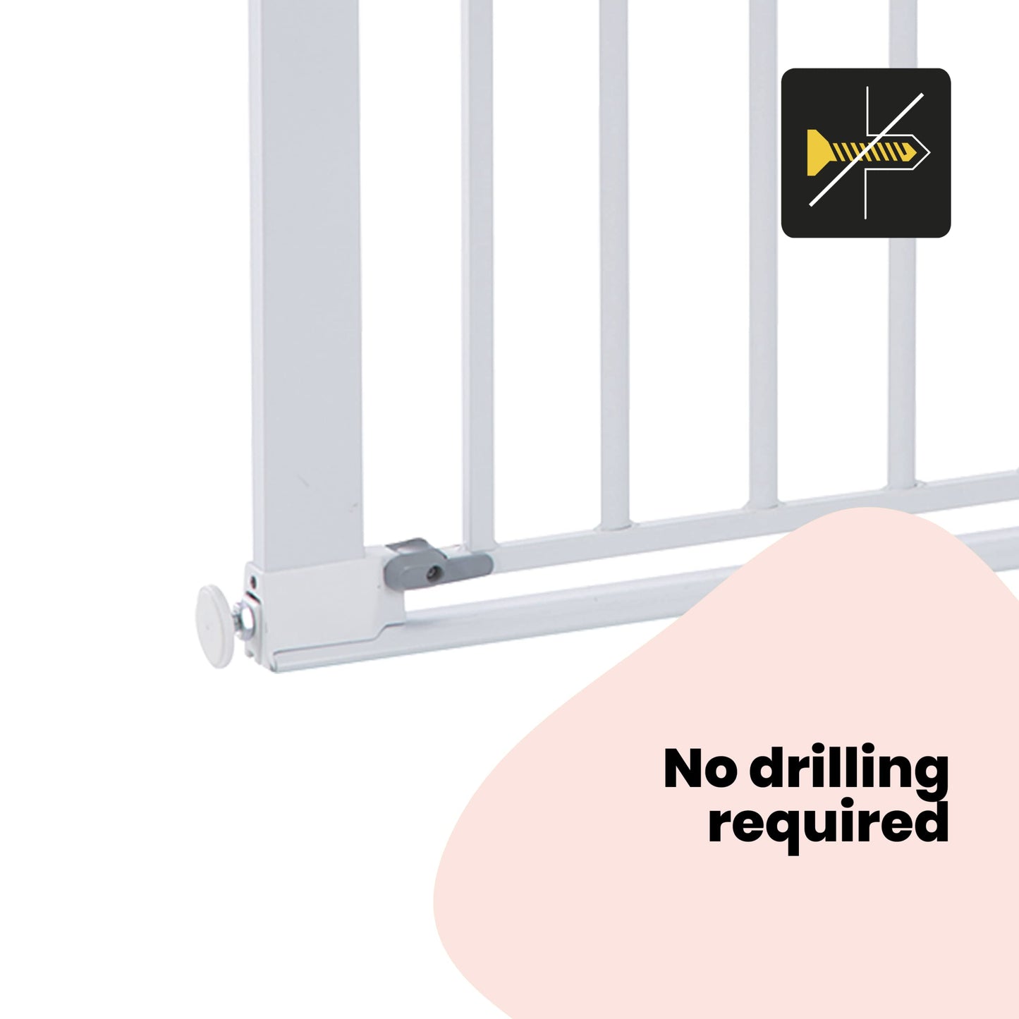 Safety 1st Flat Step Gate, Baby Stair Gate Pressure Fit, 73-80cm (max. 101cm), Ultra Flat Step-over Bar, "Keep Open" Baby Safety Gate, One-Hand Opening, No-Screw Installation (No Drilling), White