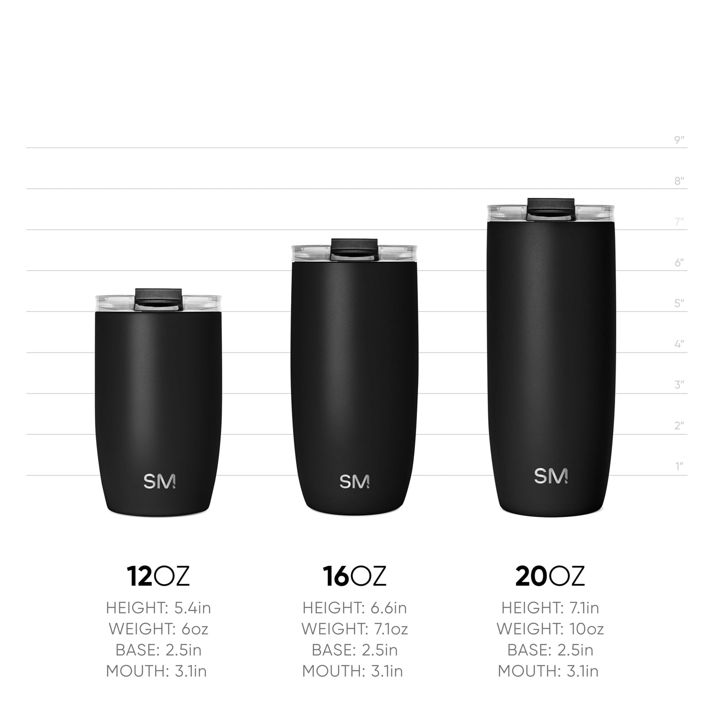 Simple Modern Travel Coffee Mug Tumbler with Flip Lid | Insulated Stainless Steel Iced Coffee Cup | Gifts for Women & Men | Voyager Collection | 350ml | Midnight Black