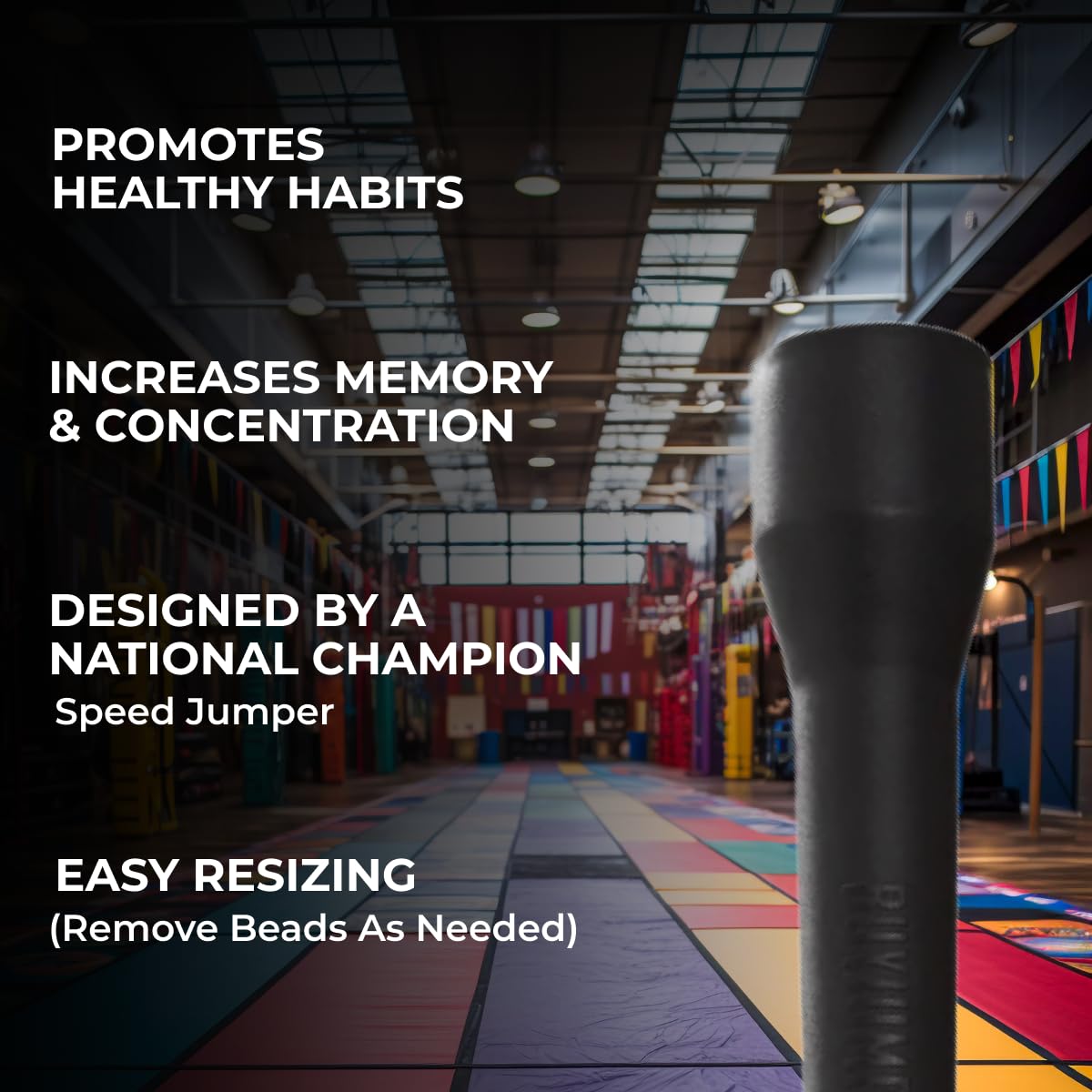 Beaded Kids Exercise Jump Rope - Segmented Skipping Rope for Kids - Durable Shatterproof Outdoor Beads - Light Weight and Tangle Free Exercise Training - Easily Adjustable Kids Jump Rope for Fitness