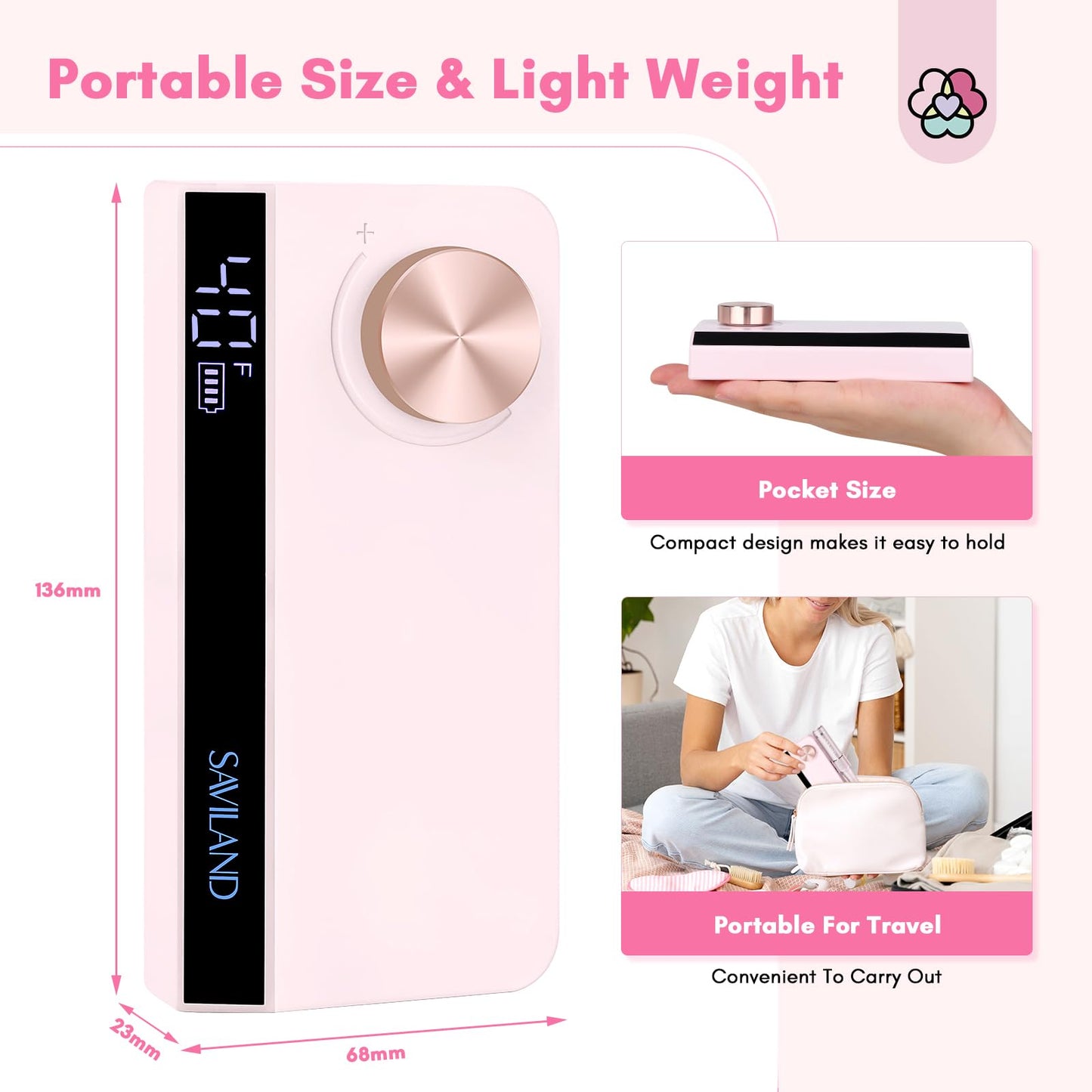 SAVILAND Electric Nail Drill Professional: 40000RPM Upgrad Nail Drill Kit 2025 Beautiful Gradient Sunset Color Scheme Nail D rill Machine Portable Nail File & Buffers Salon Use Manicure Pedicure