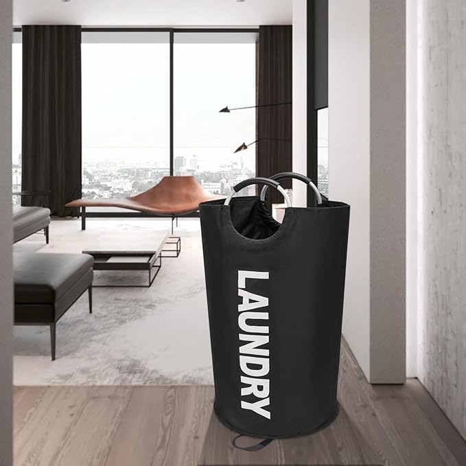 90L Large Laundry Basket, Freestanding Tall Clothes Hamper, Collapsible Laundry