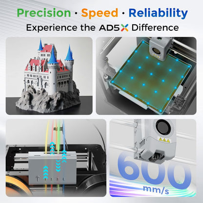 FLASHFORGE AD5X Multi-Color 3D Printer with IFS,Fully Auto Leveling FDM 3D Printer with Max 600mm/s High Speed Printing and Max 300°C Nozzle,Large Printing Size 220 * 220 * 220mm (AD5X)