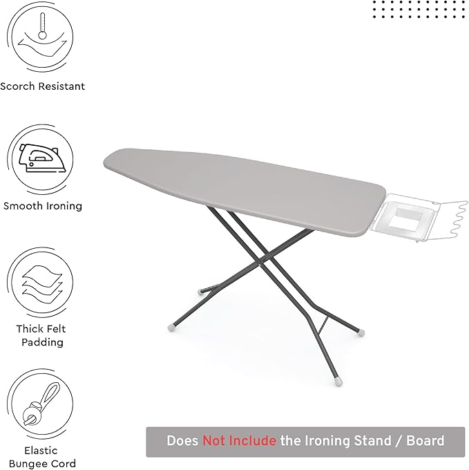 Encasa XO Ironing Board Cover and Pad 49"x18" - 4mm Felt Wide Iron Board Cover