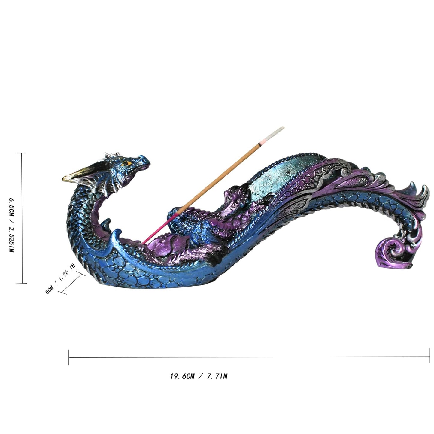 KalyZ@rts Dragon Statue Incense Burner, Incense Holder for Sticks, Incense Stick Holder, Incense Stick Stand for Home Decor (Blue Dragon)