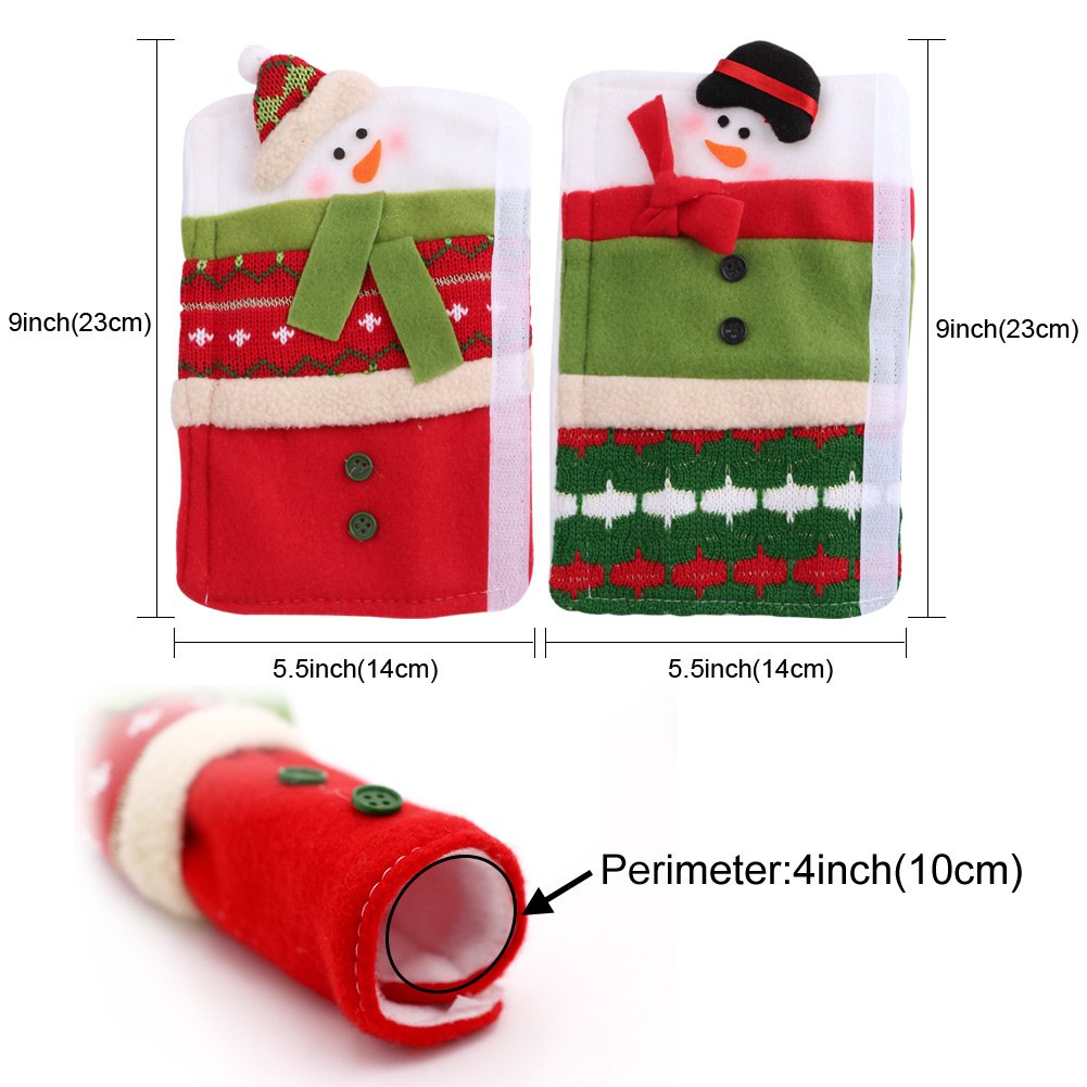 OurWarm Christmas Fridge Handle Covers Set of 3, Adorable Snowman Kitchen Appliance Handle Covers Microwave Oven Or Dishwasher Handle Covers Protector for Christmas Decorations