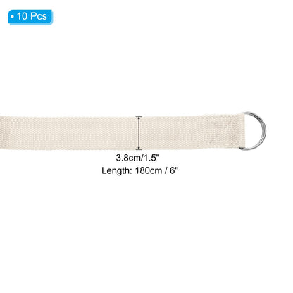 PATIKIL Yoga Strap for Stretching 6 Feet, 10Pcs Cotton Yoga Belt with Adjustable Metal D-Ring Buckle Stretch Bands for Fitness Pilates, White