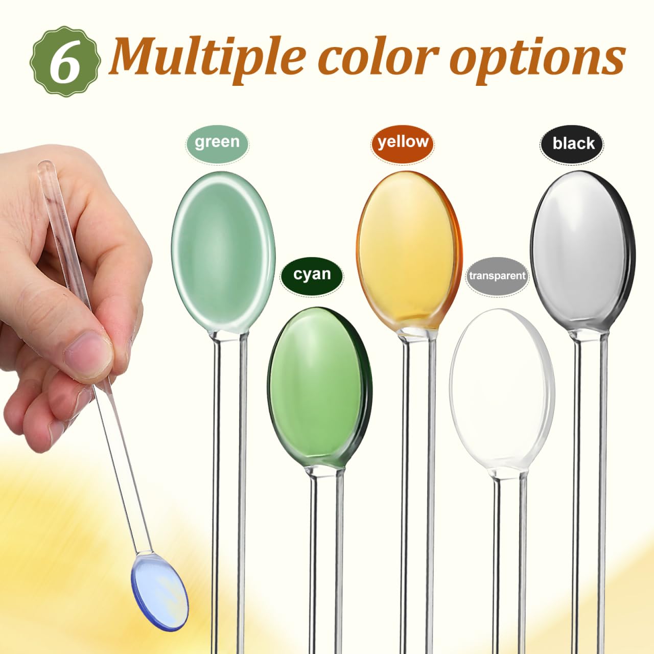 DOITOOL Glass Stirring Spoons Set of 6 Heat Resistant Long Handle Dessert and Coffee Spoons for Tea Espresso Cocktails 6.69 Inch Food Grade Material