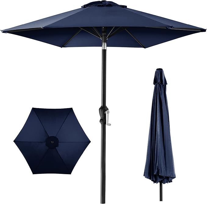 Best Choice Products 10ft Outdoor Table Compatible Steel Polyester Market Patio Umbrella w/Crank and Easy Push Button Tilt
