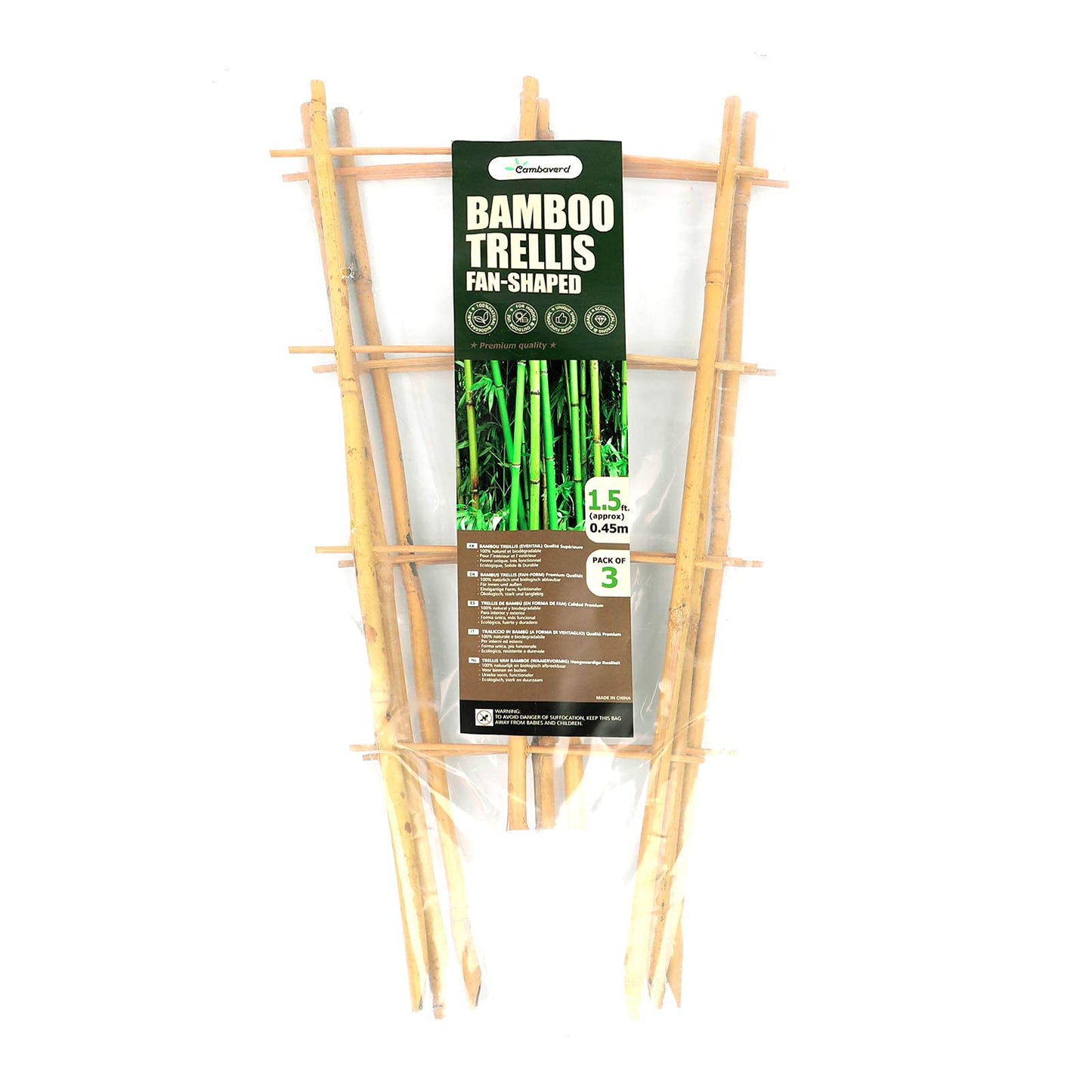Cambaverd Trellis for Climbing Plants Indoor Outdoor, Natural Bamboo Trellis 24 Inch, 3 Pack Garden Trellis for Potted Plants, Ivy, Monstera, Houseplants