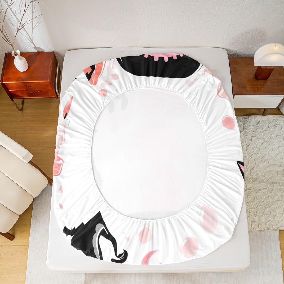Feelyou Kids Halloween Bed Sheet Set Full Size, Pumpkin Fitted Sheet Boys Girls Cute Ghost Bedding Set Black Cat Teens Bedroom Decor with 2 Pillow Case (No Flat Sheet)