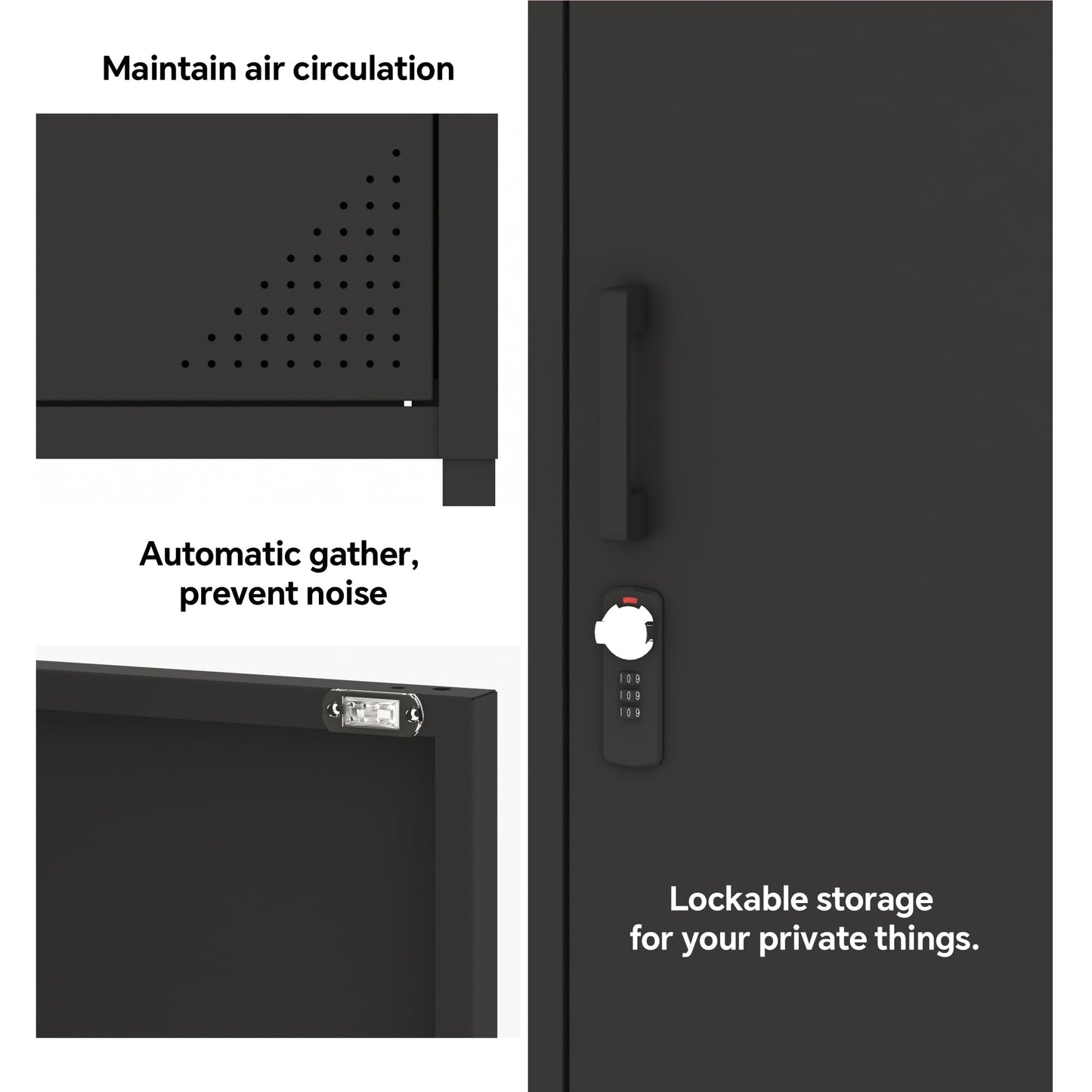 Steehoom Metal Locker Cabinet Lockable Storage Cabinet Black 4 Tier Employee Lockers for Home, School, Office, Garage, Bathroom H49.21'' (Black)
