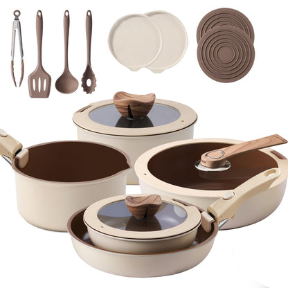 Portable Charcoal Grill and Pots & Pans Cookware Bundle - Compact Outdoor Cooking Set for Camping, Picnics, and Tailgating