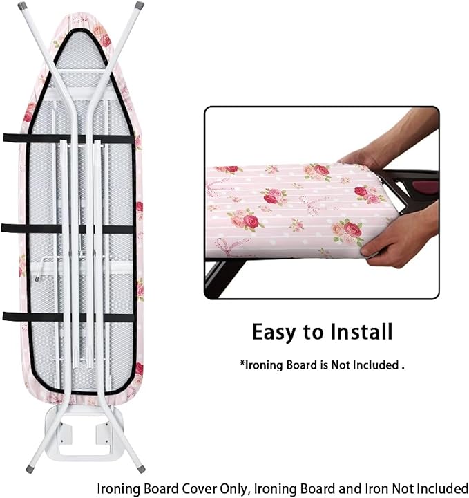 Bowknot Rose Flower Ironing Board Cover Elastic Edge