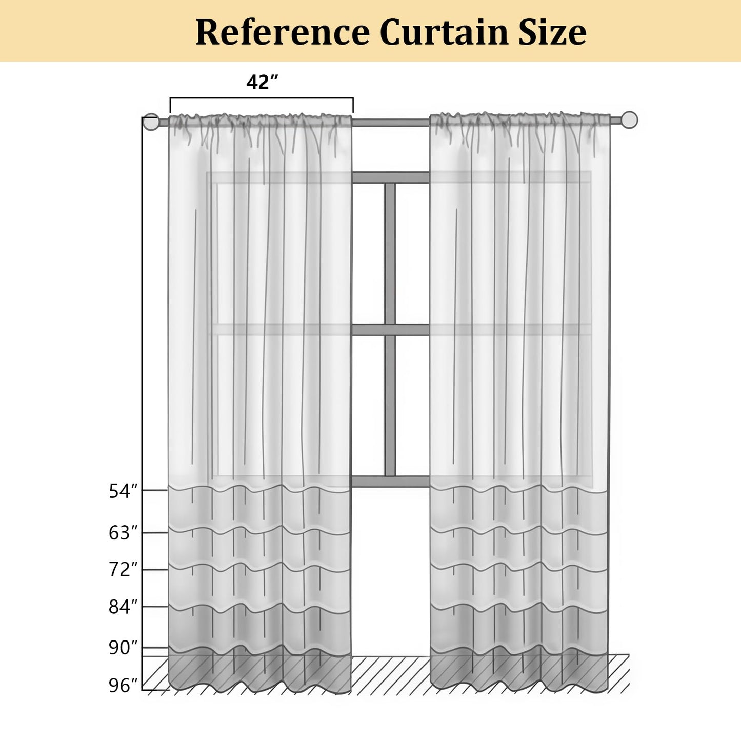 Ebesto Crushed Floral Sheer Curtains 63 Inch Length - Light Filtering Printed Sheer Flower Patterned Curtains for Bedroom, Spring Romantic Rod Pocket Window Drapes, 2 Panels, 42Wx63L Inches, Natural