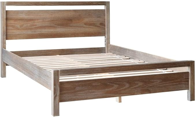 Grain Wood Furniture Loft Queen Size Solid Wood Bed, Brushed White
