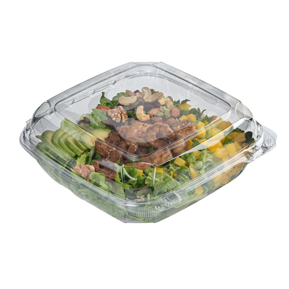 Restaurantware Thermo Tek 45.7 Ounce Clamshell Containers 100 Anti-Fog To Go Food Containers - Freezable Rectangle Clear Plastic Food Packaging Containers Disposable