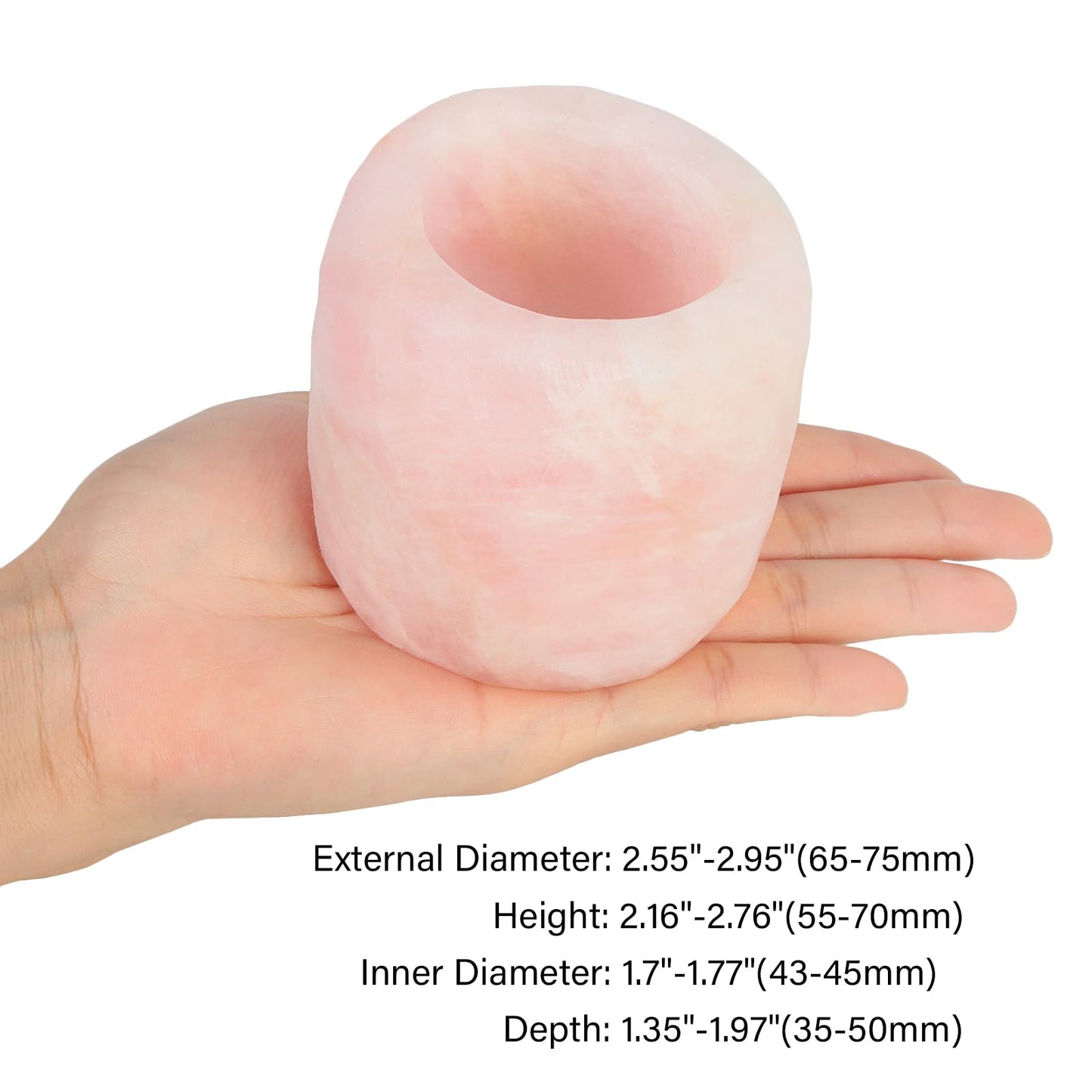rockcloud Natural Raw Rose Quartz Taper Tea Light Candle Holder Air Plant Holder Healing Stone Home Decoration Figurine