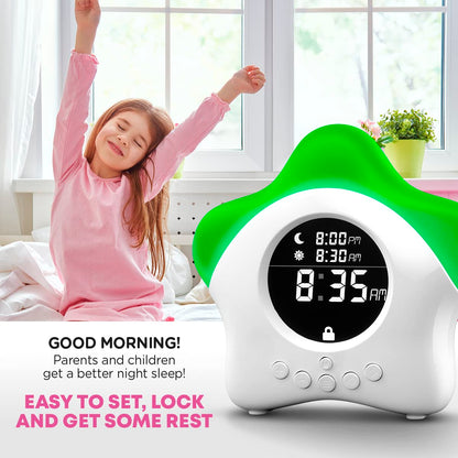 Stay-in-Bed Clock for Kids - Toddler Sleep Trainer, Night Light & Alarm