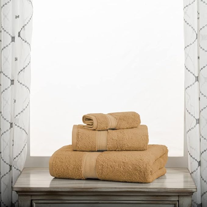 SUPERIOR Egyptian Cotton Pile 3 Piece Towel Set, Includes 1 Bath, 1 Hand