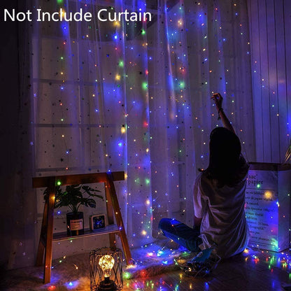 Curtain Lights, String Lights Bedroom, 300 LED 9.8x9.8Ft Twinkle String Light Decorations for Window Wedding Bedroom Wall Party Backdrop, Cute Home Indoor Outdoor Decor String Light Remote Control