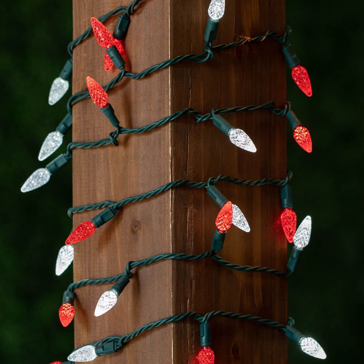 Novelty Lights 24FT 70 LED C6 Christmas String Lights, Outdoor Commercial Grade Tree Decorations, Permanent LED Lights (Red/Pure White)