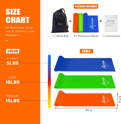 Resistance Bands, Exercise Bands, Physical Therapy Bands for Strength Training, Yoga, Pilates, Stretch Elastic Band with Different Strengths, Workout Bands for Home Gym