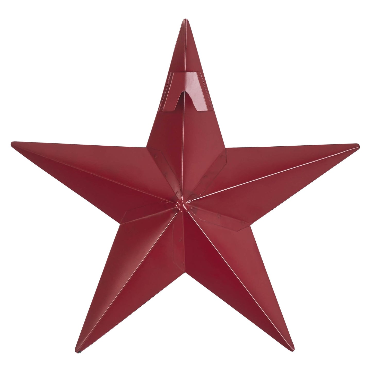 VHC Brands Patriotic Faceted Metal Star Wall Hanging 8x8, Distressed Appearance, Burgundy, Independence Day Decor