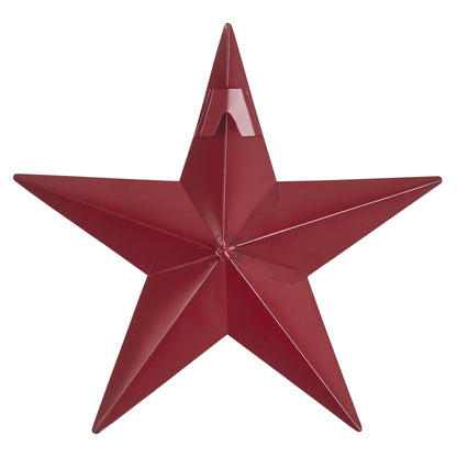 VHC Brands Patriotic Faceted Metal Star Wall Hanging 8x8, Distressed Appearance, Burgundy, Independence Day Decor