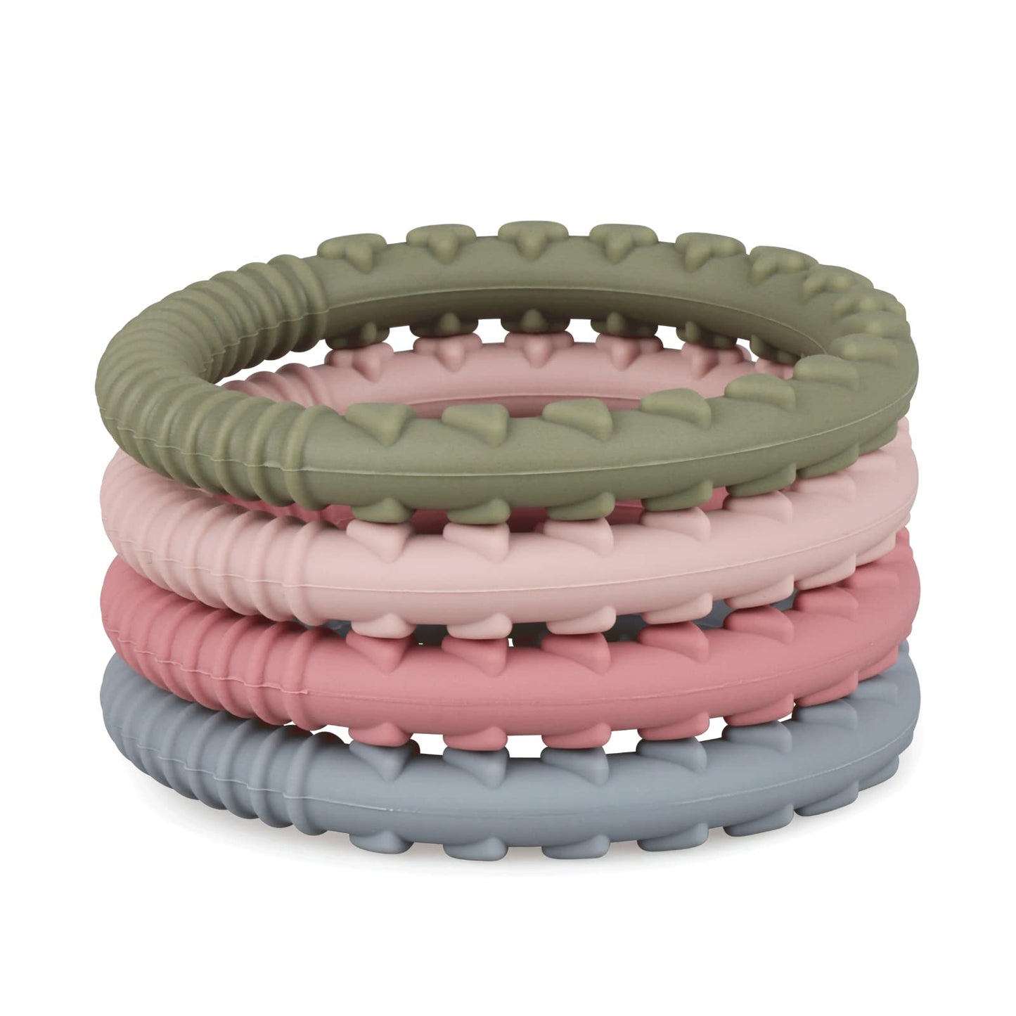 Silicone Teether Bracelet, Soft Silicone Teether Rings with Organic Featuring Multiple Raised Textures to Soothe Gums, Food Grade Silicone, BPA & Phthalate